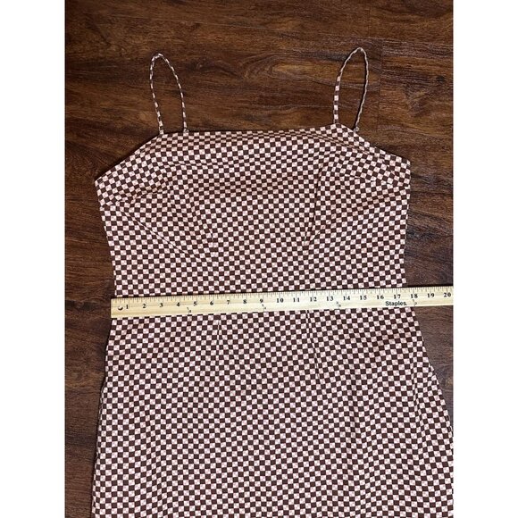 NWT LEVI'S Mini Dress L Brown/Pink Multicolor Check Adj. Spag. Straps w/pockets - Picture 7 of 13